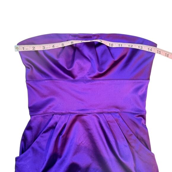 Diane Von Furstenberg Fiorenza Strapless Mini Dress in Purple Satin Cocktail 4 - Picture 5 of 15